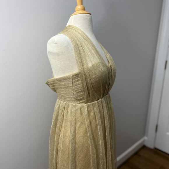 Jenny Yoo Anabelle Gold Tulle Convertible Gown Dress Sz 4 - Picture 5 of 16